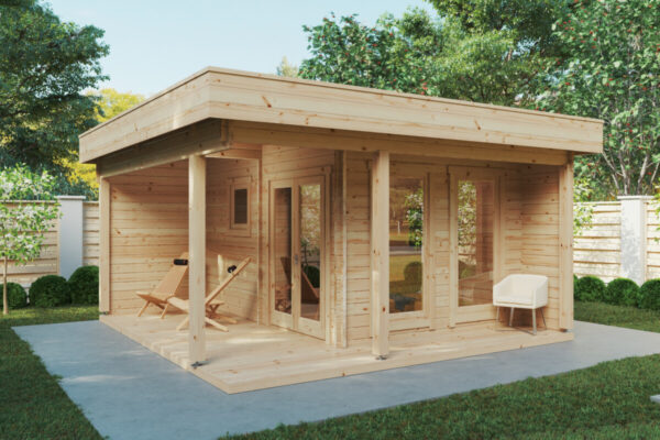 Garten-Saunahaus Mini Hansa Sauna Lounge 12m² / 44mm / 5x5m