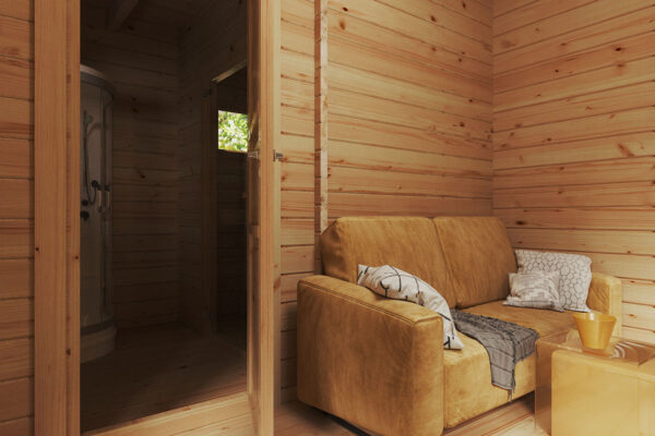 Small Modern Outdoor Sauna Lounge Hansa inside | G0331