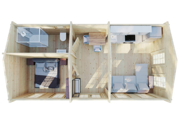Blockhaus mit einem Schlafzimmer Schweden G / 4 x 8 m / 70 mm