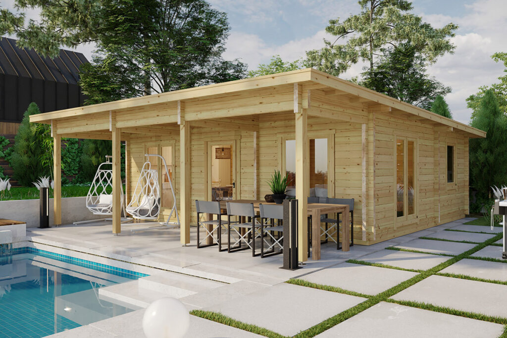 Blockhaus Holiday R mit zwei Schlafzimmern / 40 m2 / 8 x 8 m / 7