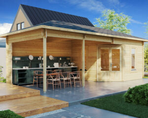 Gartenhaus Sophia 10m² / 8 x 3,5 m / 44mm / G0105