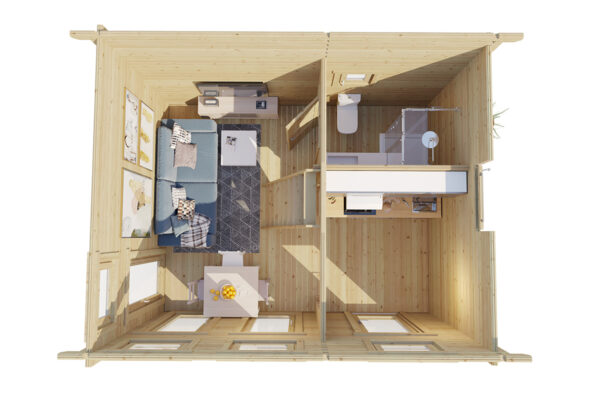 Gartenhaus mit Schlafboden Bruno 1 26m² | 70mm | 5x4m