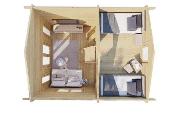 Gartenhaus mit Schlafboden Bruno 2 26m² | 70mm | 5x4m
