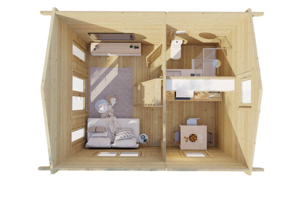 Gartenhaus mit Schlafboden Bruno 2 26m² | 70mm | 5x4m