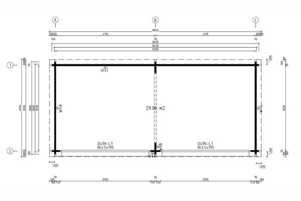 Großes modernes Gartenhaus „Rebeka“ Plan 29m² | 8x4m | 70mm | G0394-5