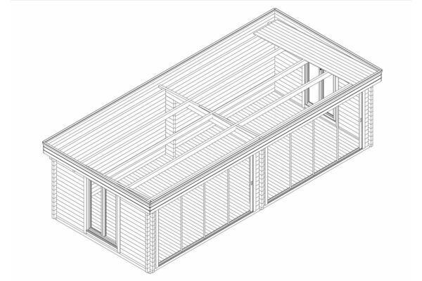 Großes modernes Gartenhaus „Rebeka Plus“ 3D Plan 29m² | 8x4m | 70mm | G0395-6