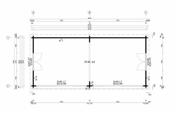 Großes modernes Gartenhaus „Rebeka Plus“ Plan 29m² | 8x4m | 70mm | G0395-5