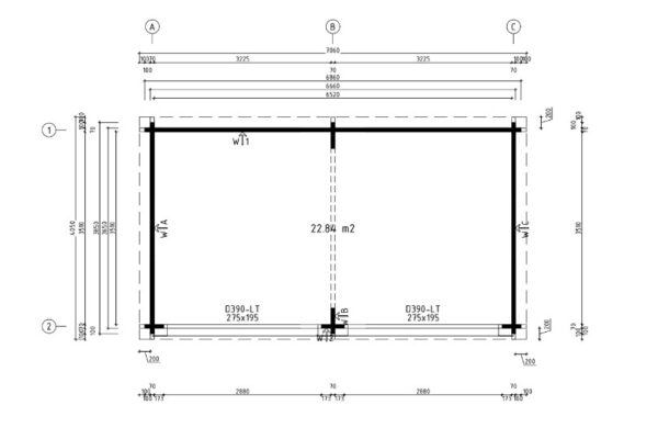 Großes modernes Gartenhaus „Roberta“ Plan 23m² | 7x4m | 70mm | G0396-4