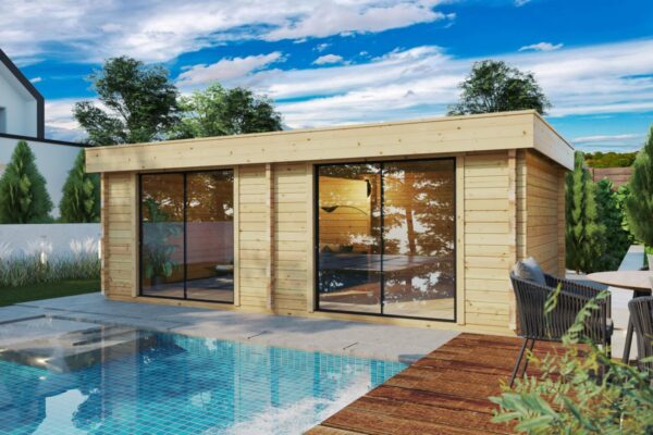Modernes Gartenhaus „Roberta“ 22 m² | 7 × 4 m | 70 mm