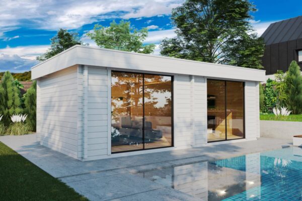 Modernes Gartenhaus „Roberta“ 22 m² | 7 × 4 m | 70 mm