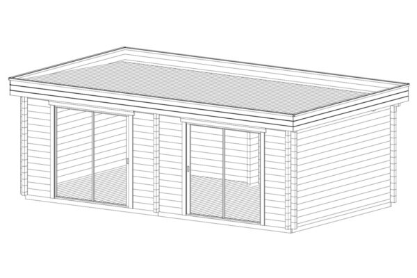 Modernes Gartenhaus „Roberta“ 22 m² | 7 × 4 m | 70 mm