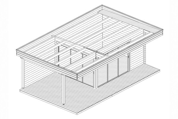 Modernes Gartenhaus mit terrasse & veranda | 3D Plan