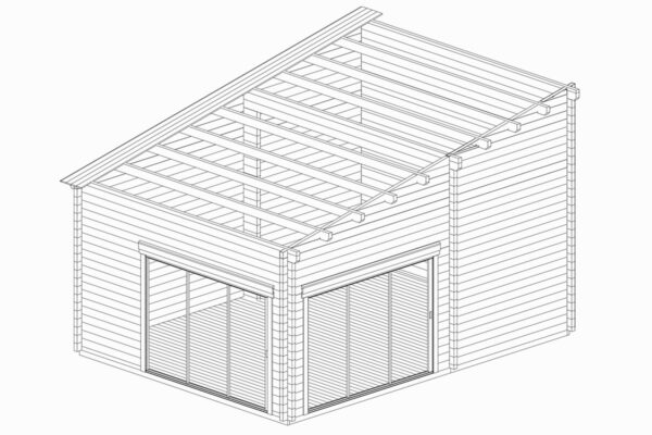 Gartenhaus „Golfsimulator 5“ 3D Plan 28m² | 6x4m | 70mm | G0398-8