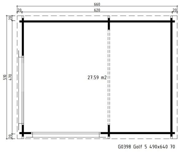 Gartenhaus „Golfsimulator 5“ Plan 28m² | 6x4m | 70mm | G0398-9