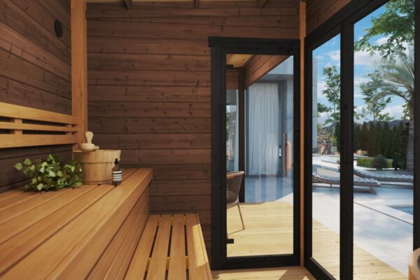 Modern Outdoor Sauna With Veranda "Nord" | G0424 | Fjord Series
