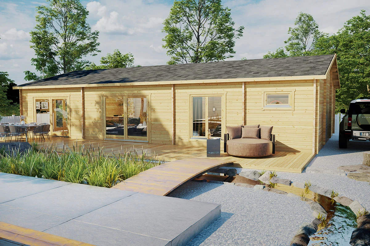 Blockhaus mit drei Schlafzimmern „Madrid” | 15x9m | 120m²