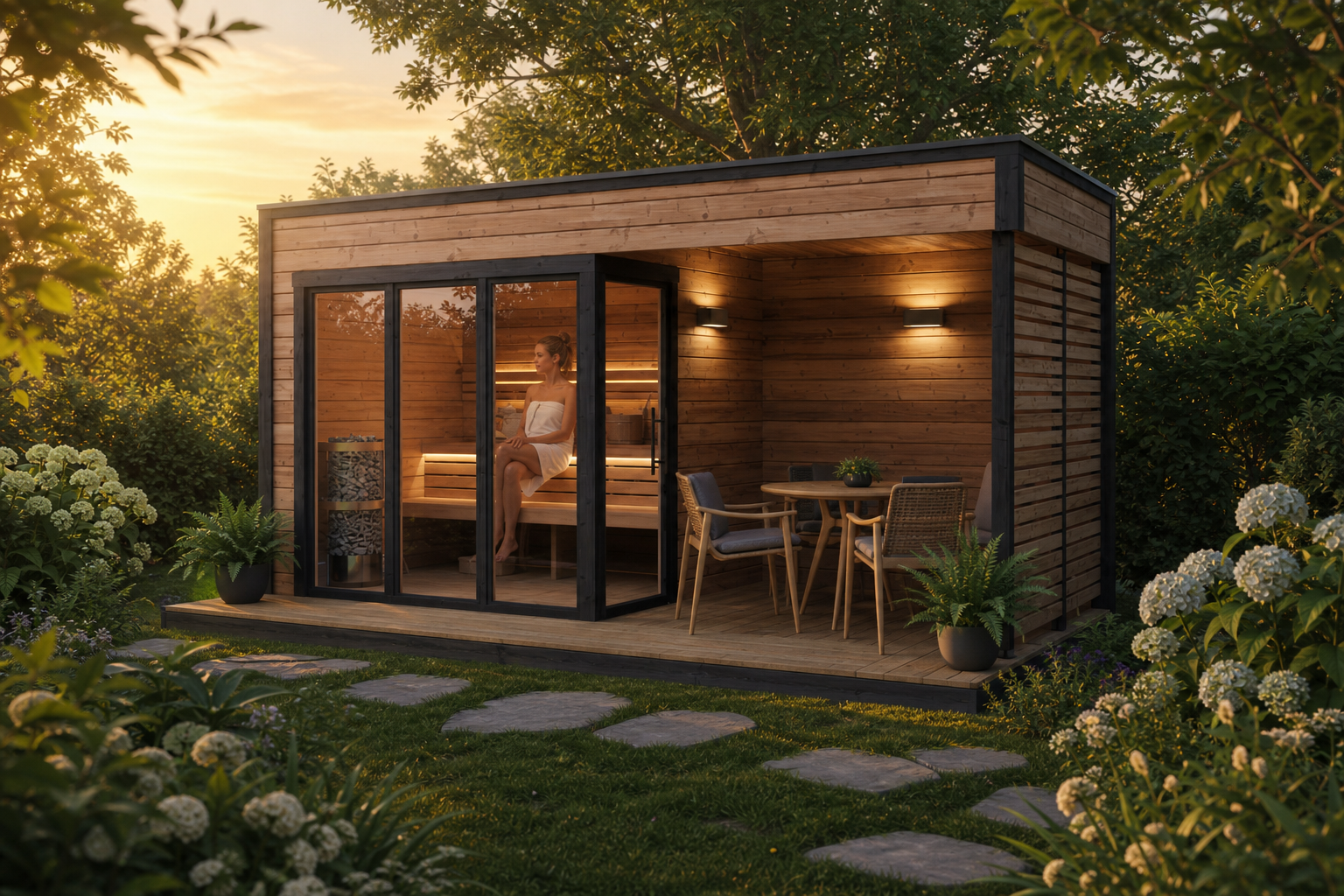Entspannung in der Gartensauna