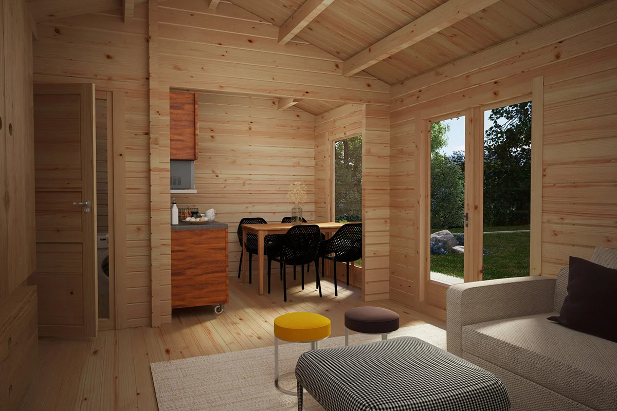 Wohnlicher Innenraum aus Holz