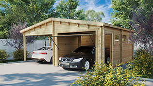 Garage mit Carport aus Holz