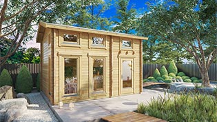 Gartenhaus mit Schlafboden (aus Holz)