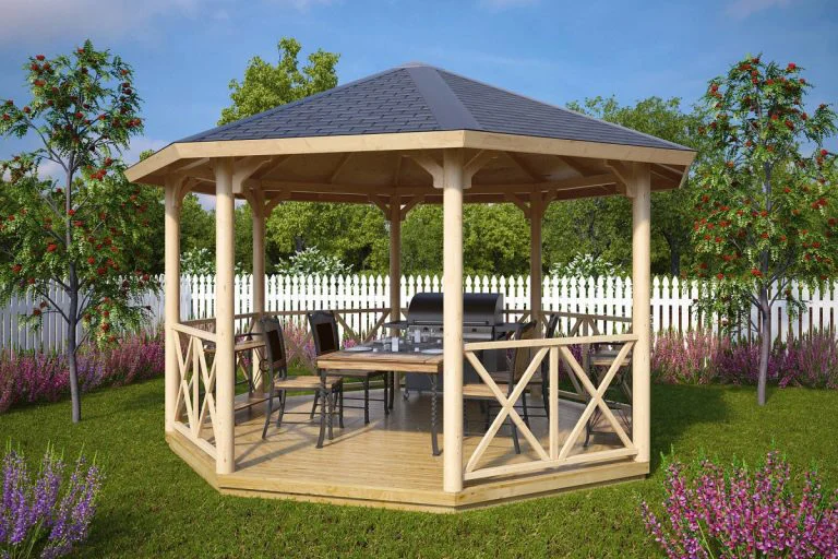 Holzpavillon mit geschlossenem Dach