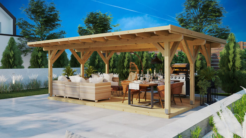 Gartenlaube oder Pergola aus Holz