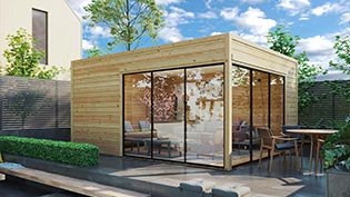 Modernes Gartenhaus aus Holz